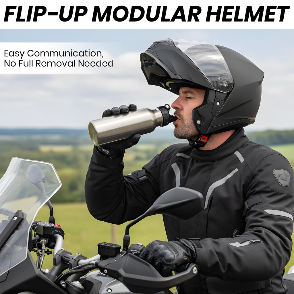 Modular Flip Up Motorcycle Helmet with Dual Visor K24347