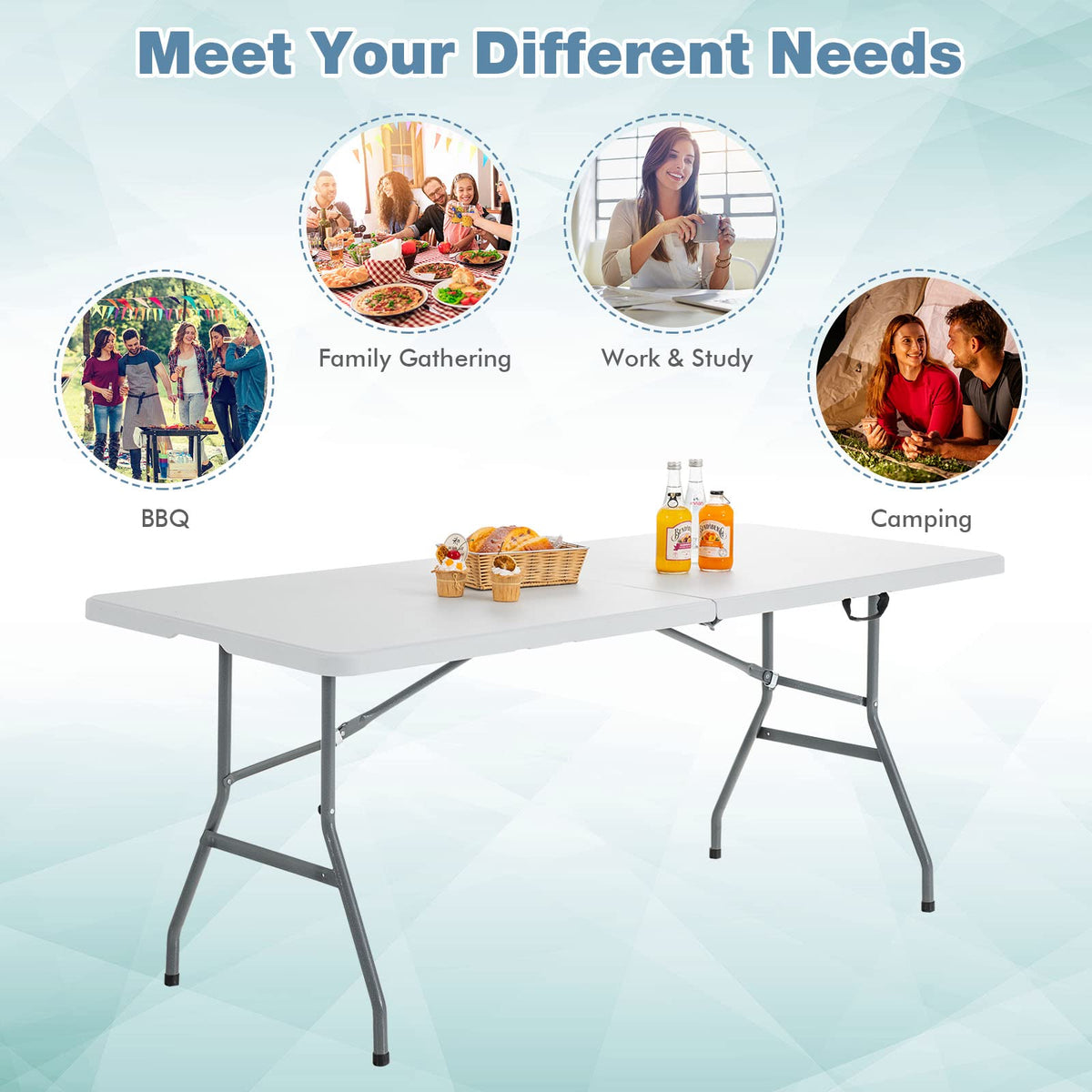 White 6ft Folding Plastic Table B8046