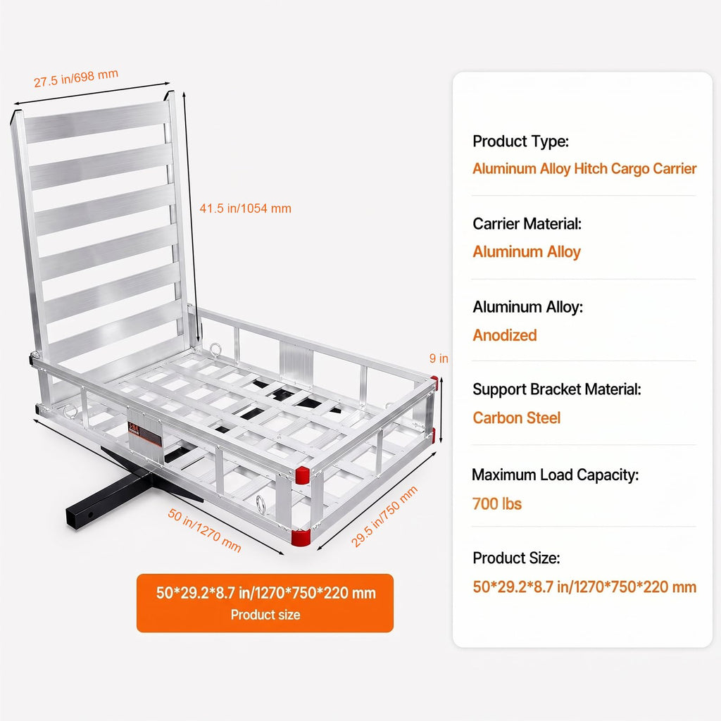 700 lbs Hitch Cargo Carrier with Folding Ramp Q745