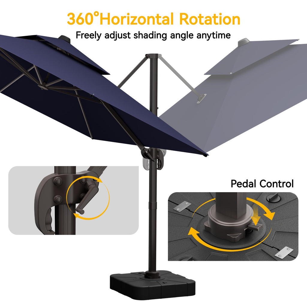 10x13 FT Cantilever Patio Umbrella with Base F44577