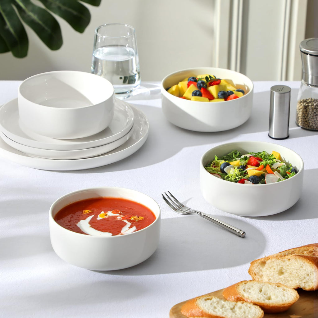 Ceramic Bowls Set of 4, 24 OZ White Z314