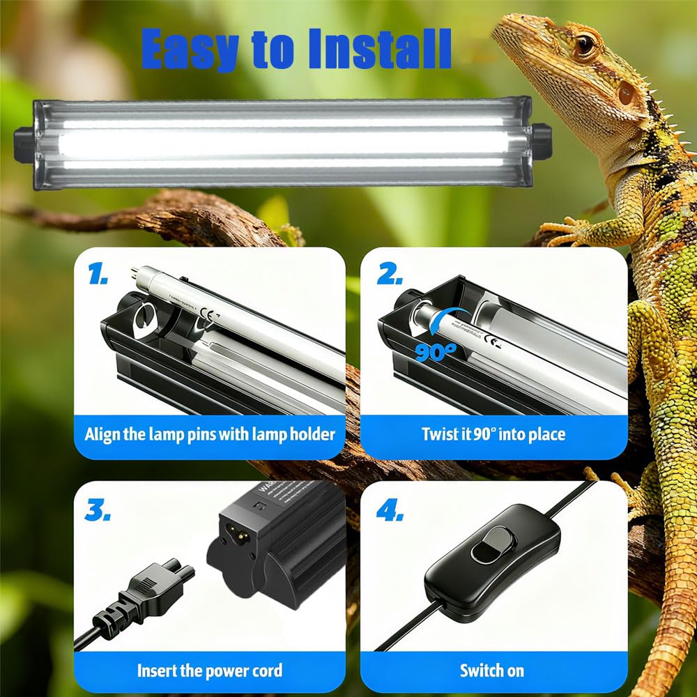 15W T8 UVB 10.0 Reptile Light Fixture Combo Kit D33458