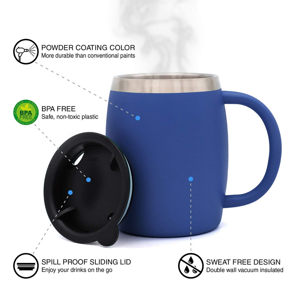 Stainless Steel Insulated Coffee Mugs Set of 2 14oz P5792