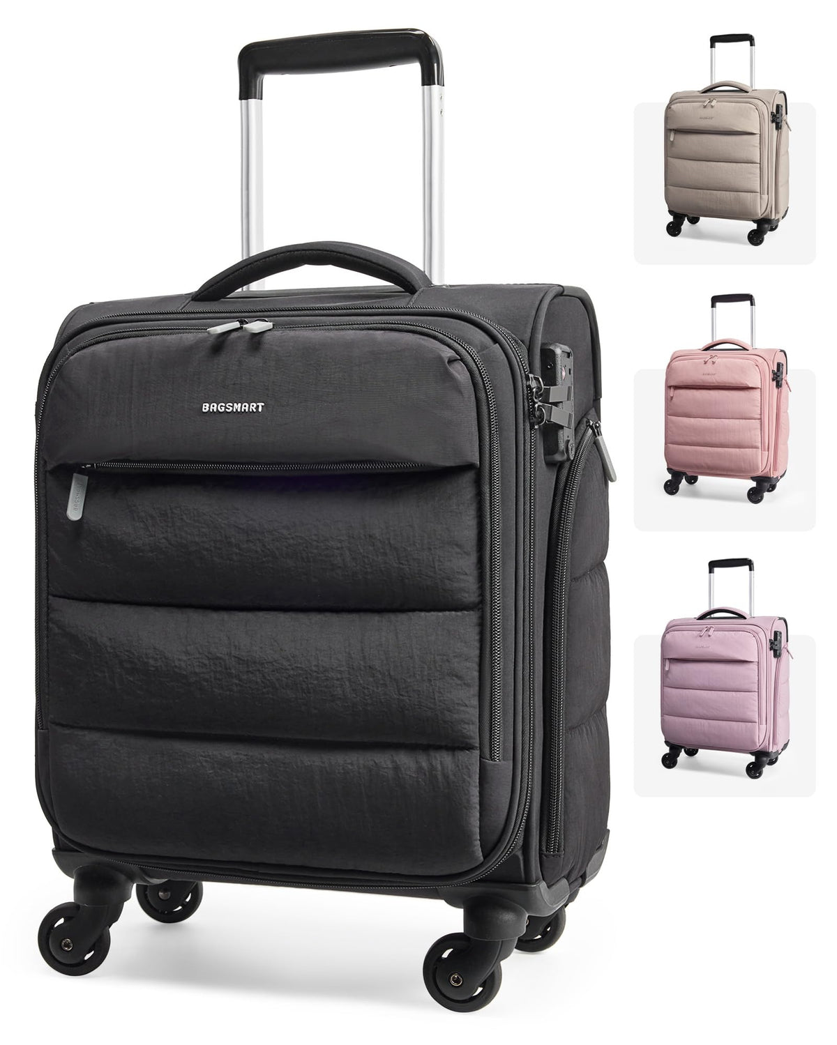 Black Softside Underseat Suitcase with Wheels Z79752
