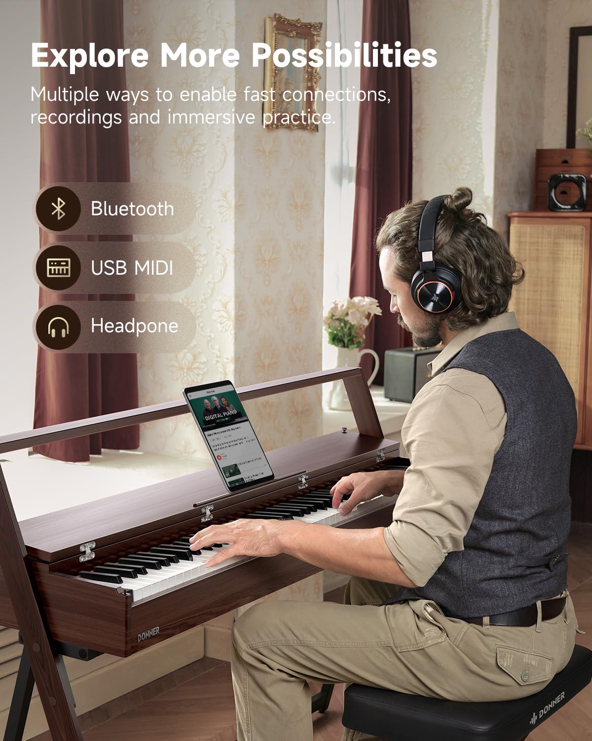 88 Key Weighted Digital Piano with Bluetooth R136691