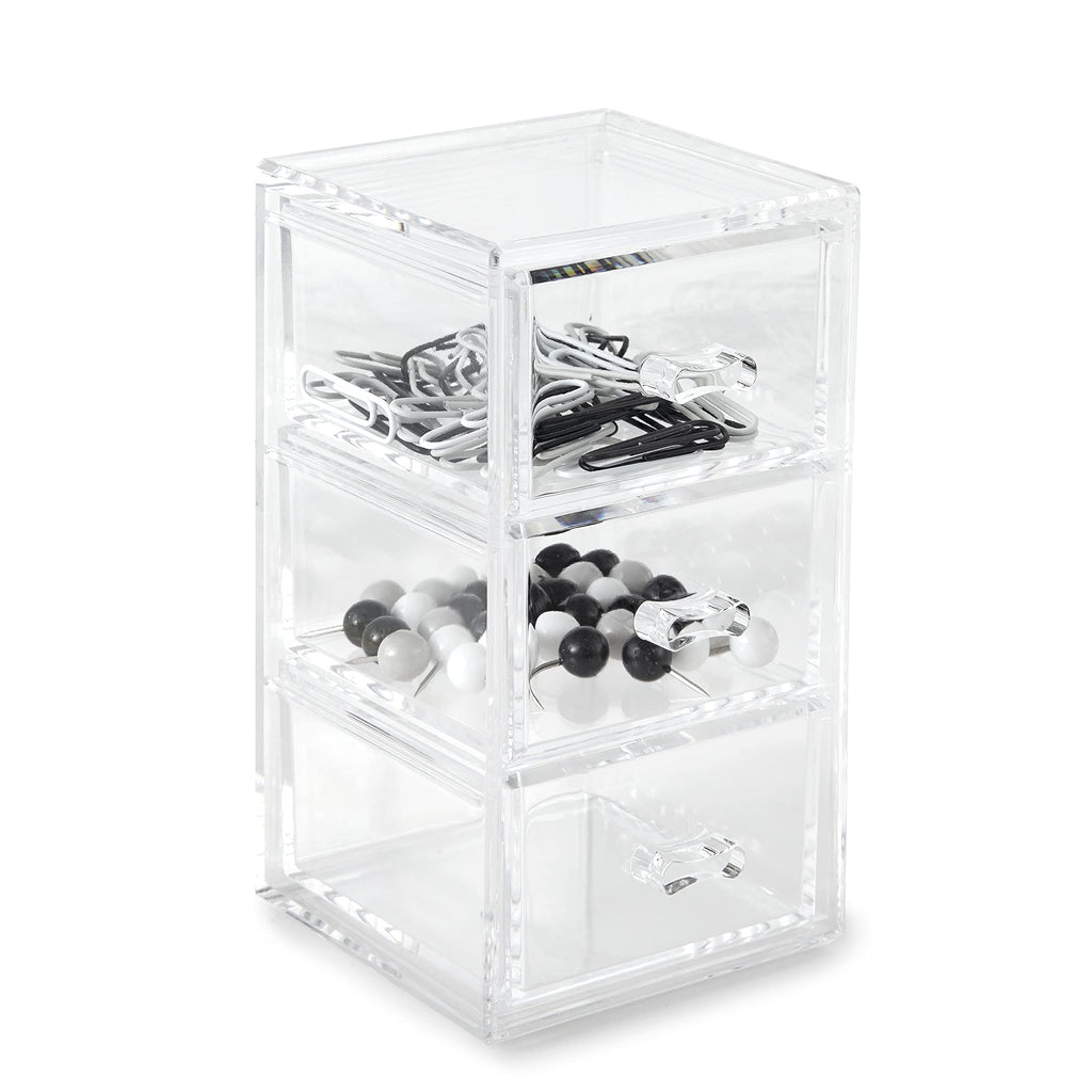Clear Stackable 3-Drawer Acrylic Organizer O132336