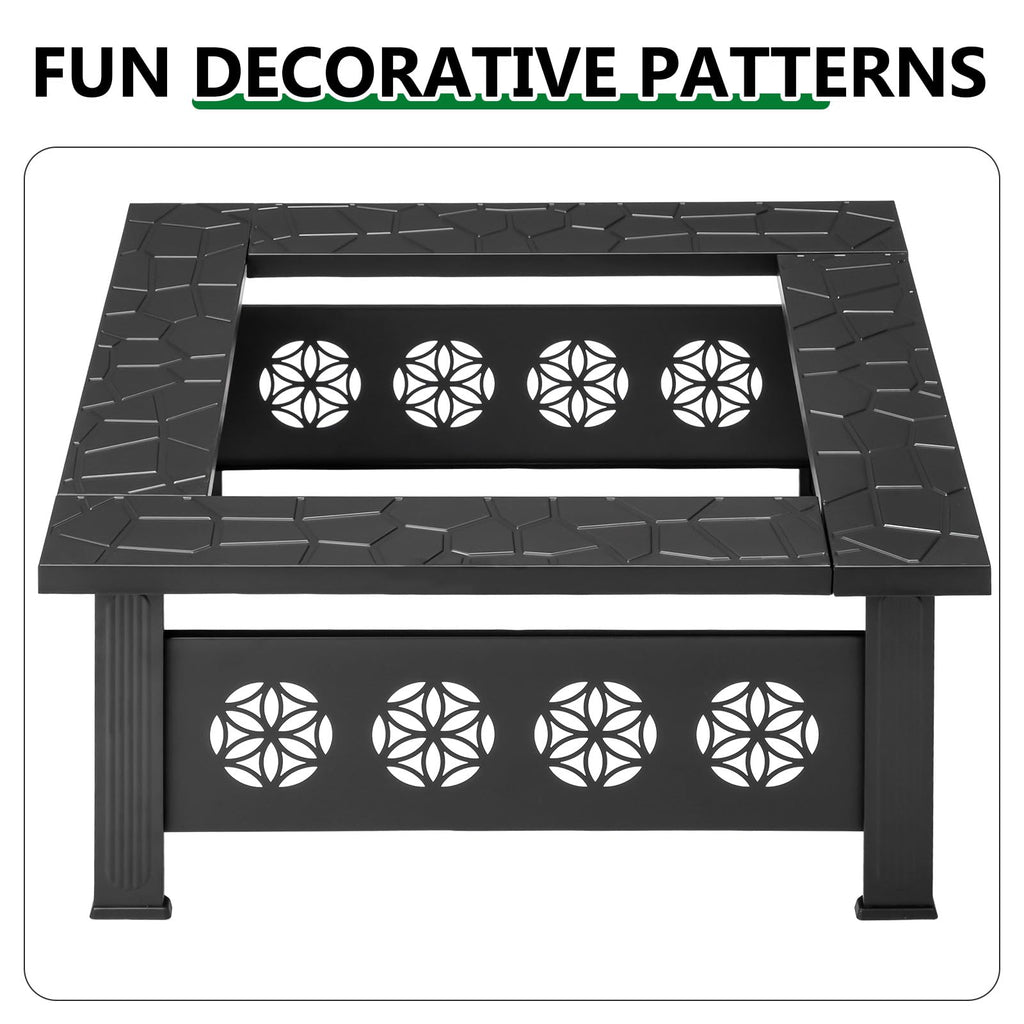 32 Inch Square Wood Burning Fire Pit Table V64427