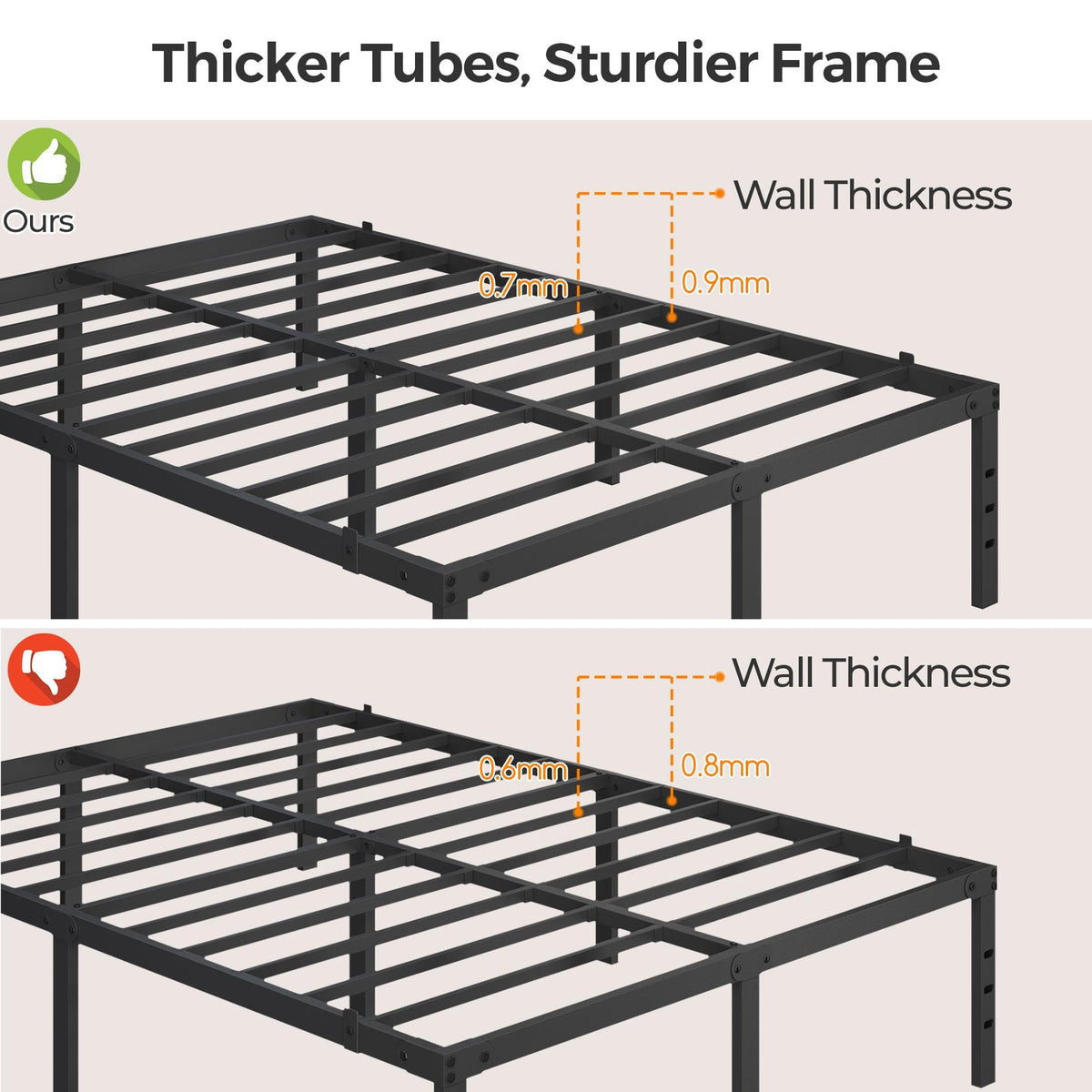 14 Inch Queen Size Black Metal Platform Bed Frame K682788