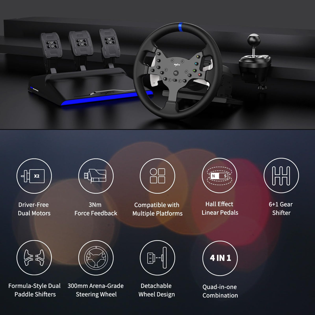 Force Feedback PC Racing Wheel J98857
