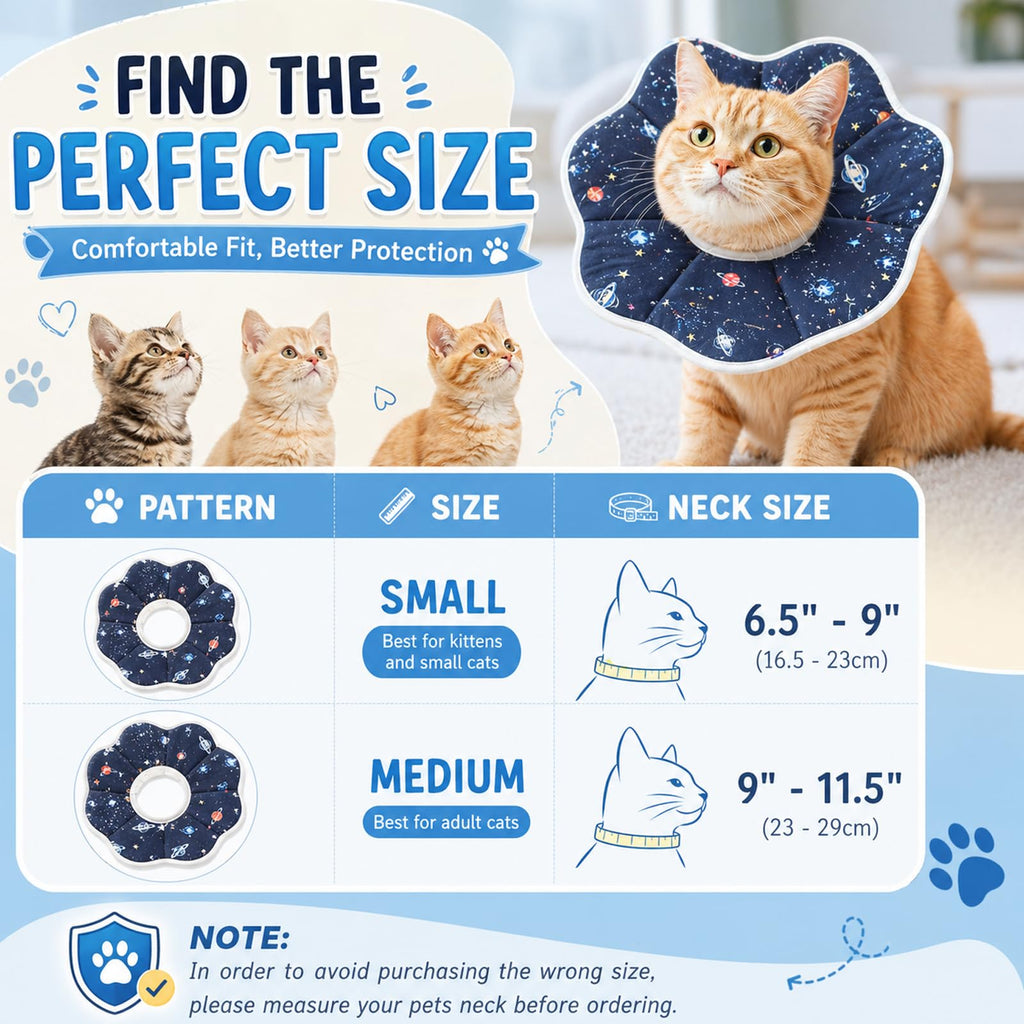 Soft Cat Recovery Cone Collar for Small Medium Cats W7098