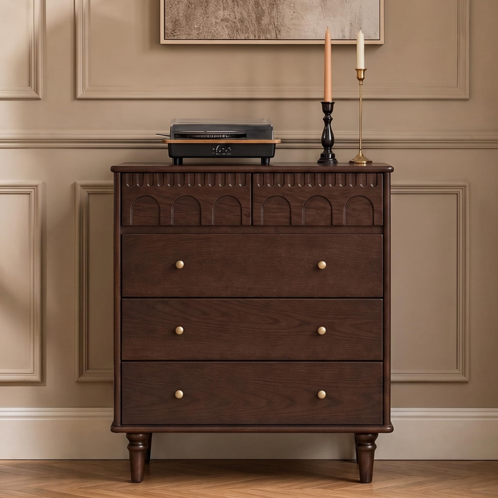 100% Solid Wood 5 Drawers Nightstand F451542