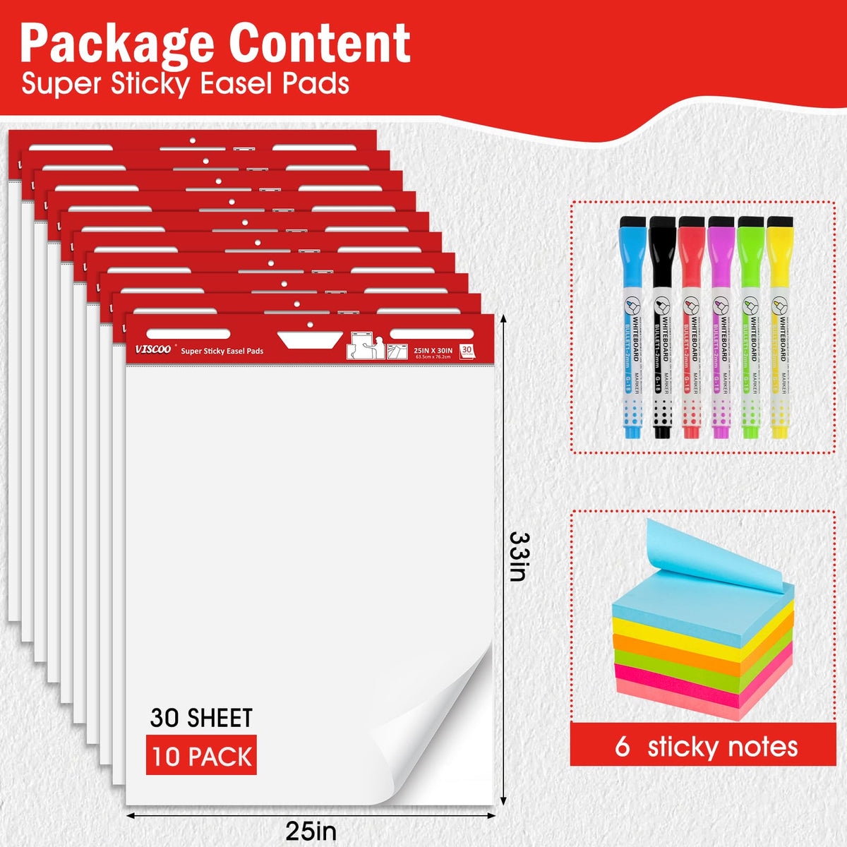 Thickened Sticky Easel Pad 25x30In 10 Pack U837212
