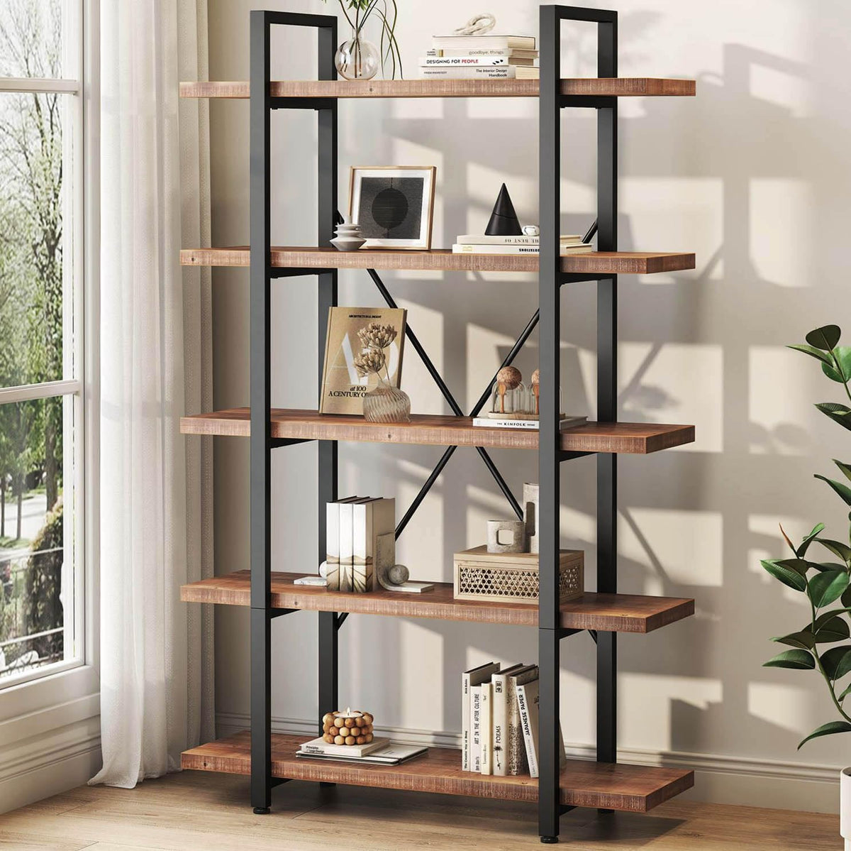 5 Tier Solid Wood Bookshelf P5402