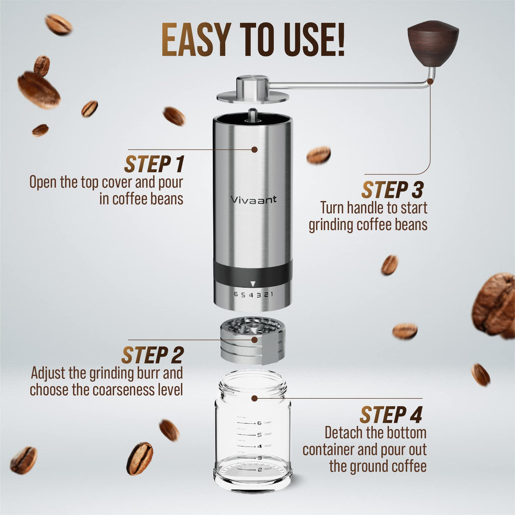 Manual Coffee Grinder Stainless Steel Conical Burr Mill P92314