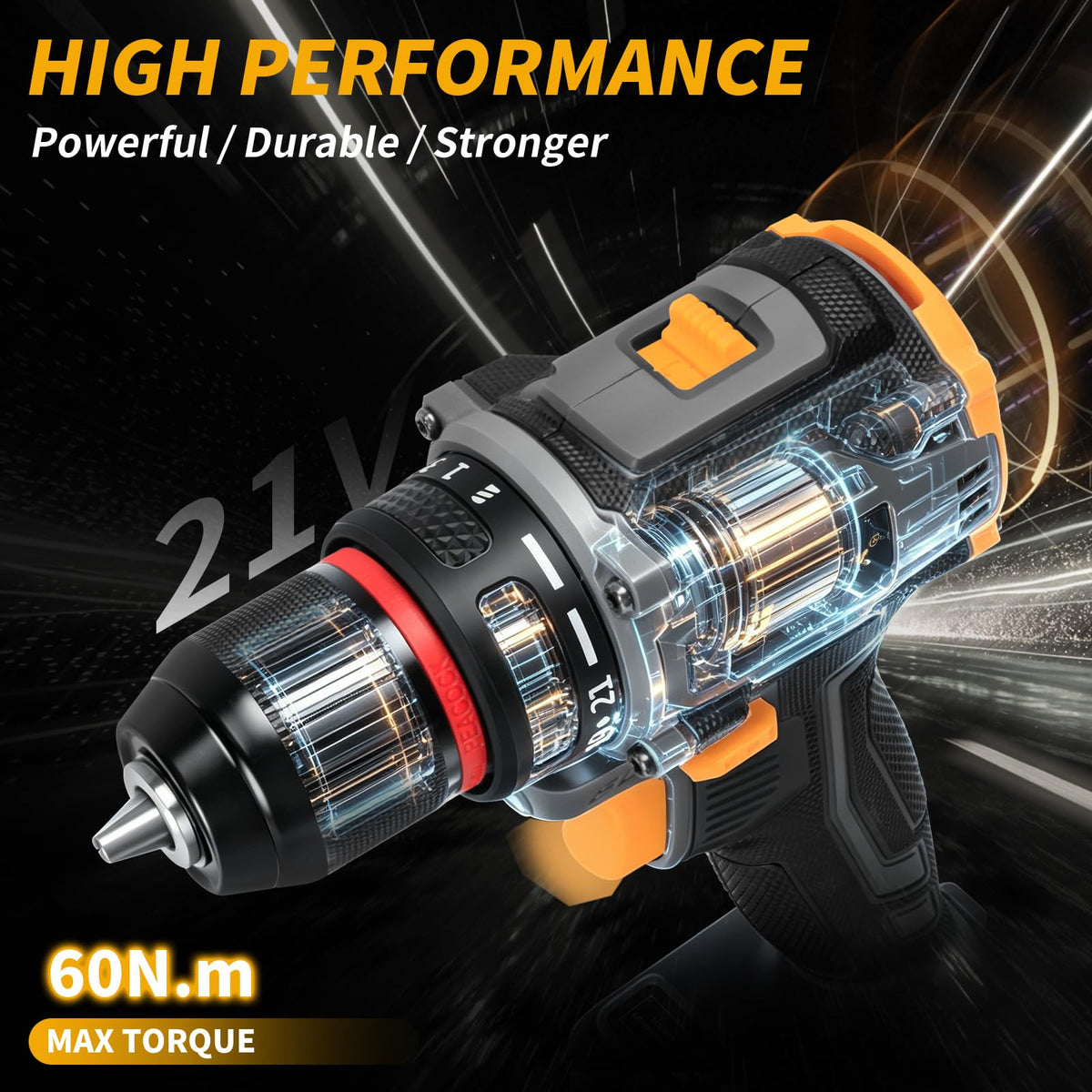Cordless Drill Set 21V Brushless with 2 x 2.0Ah Battery U70468