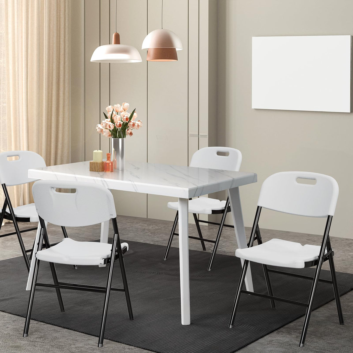 White 10 Pack HDPE Folding Chairs with Steel Frame P762