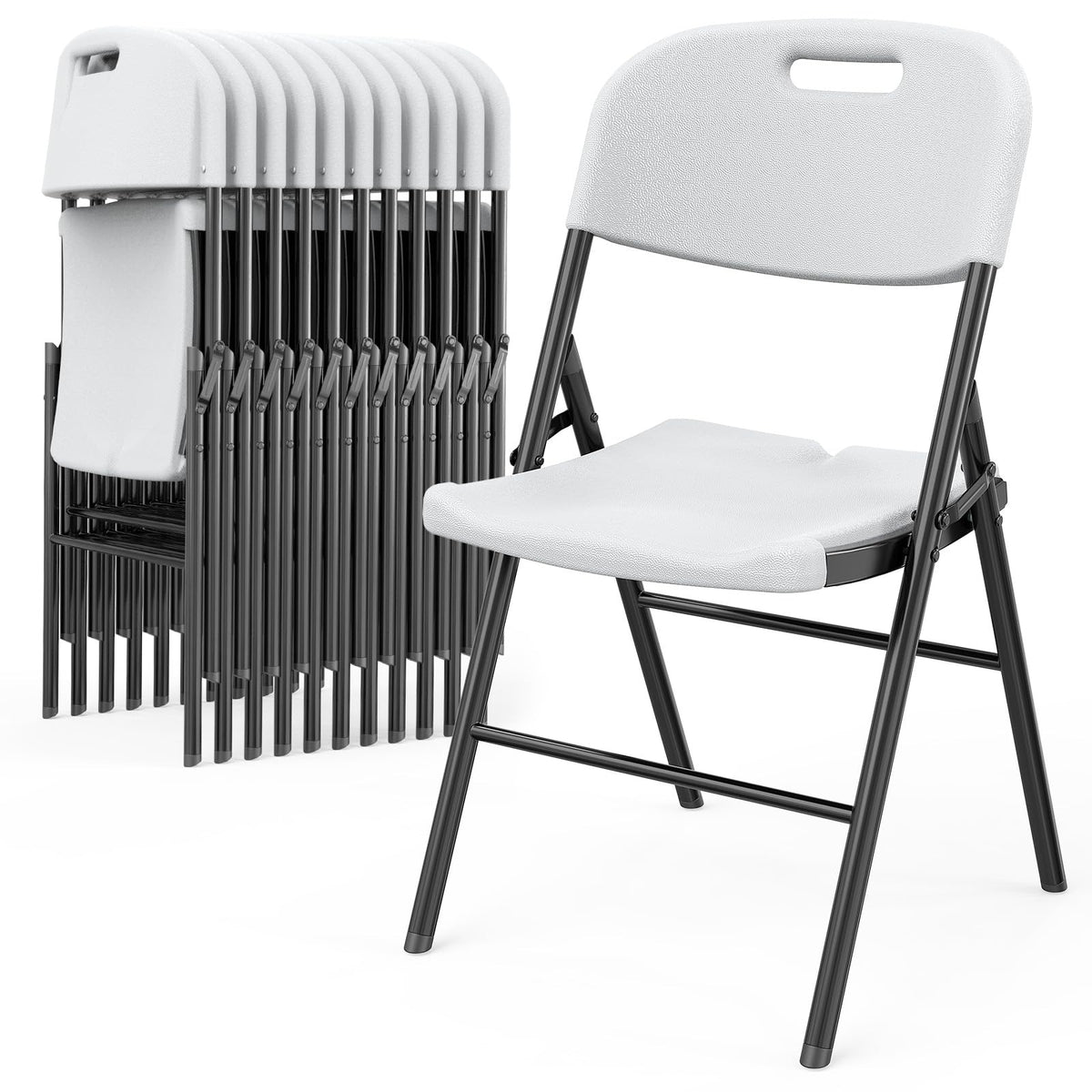 White 10 Pack HDPE Folding Chairs with Steel Frame P762