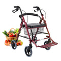 Red Folding Rollator with Seat and Basket V6755