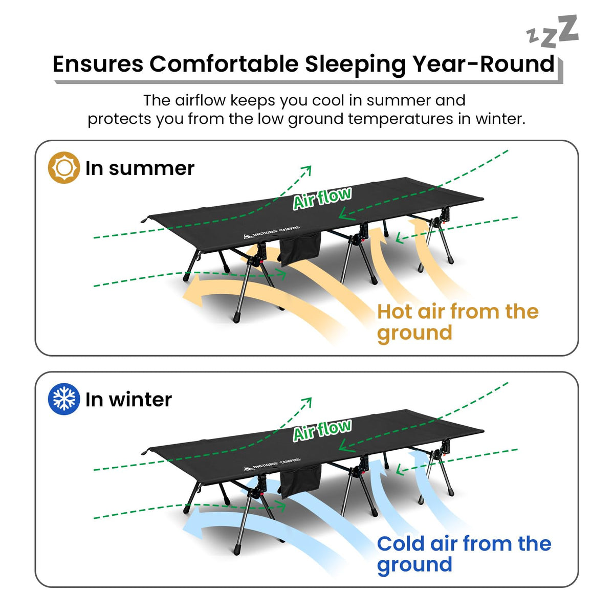 Height Adjustable Folding Camping Cot Z772748