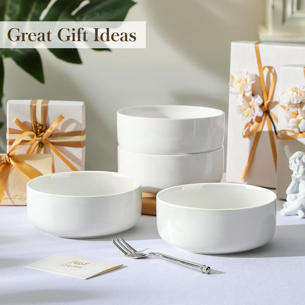 Ceramic Bowls Set of 4, 24 OZ White Z314