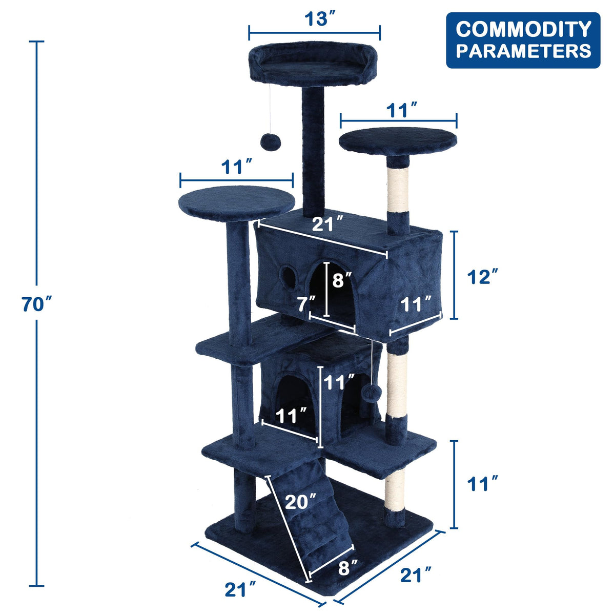 Tall Indoor Cat Condo Tower with Scratching Post W91289