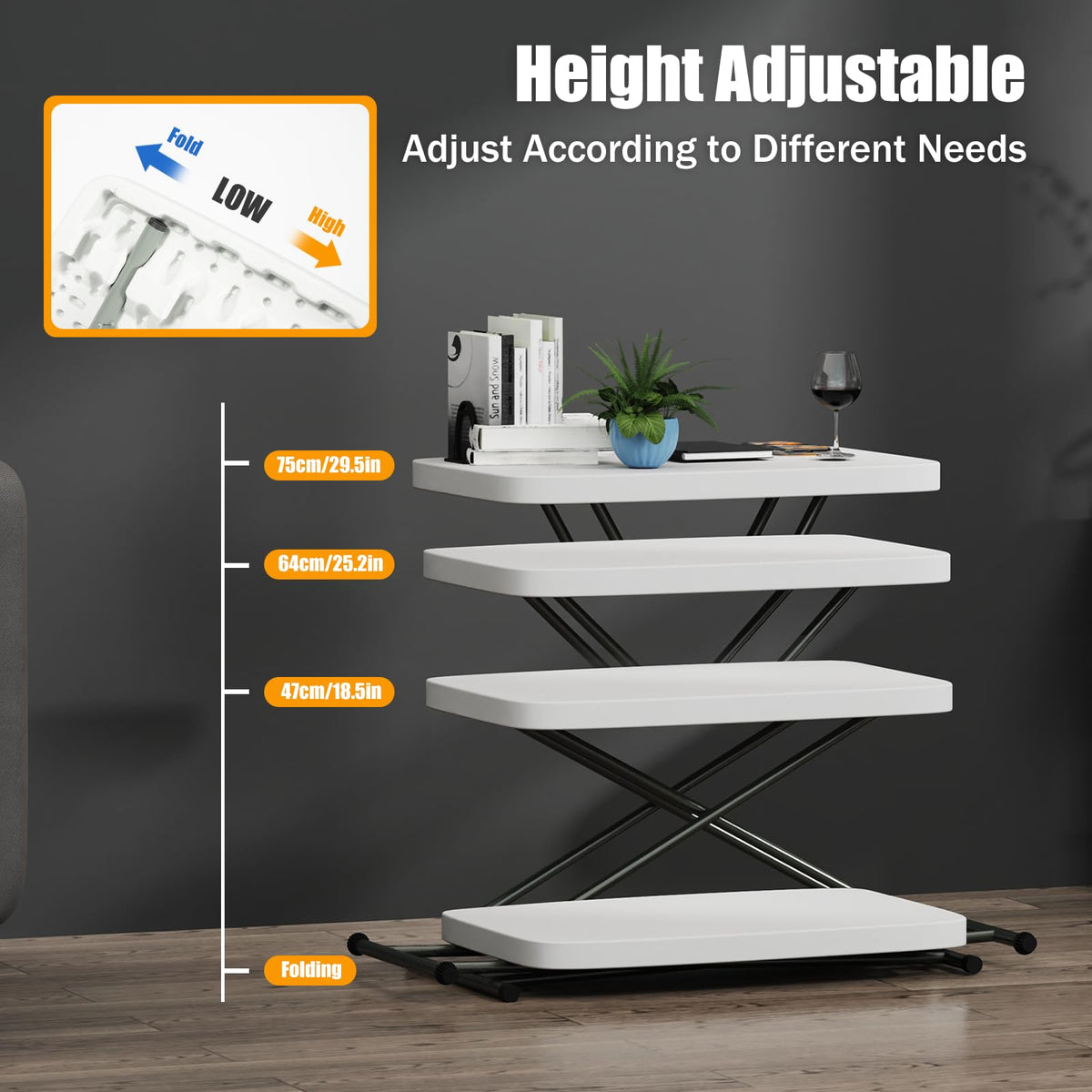 30 Inch Adjustable Folding Table H193503