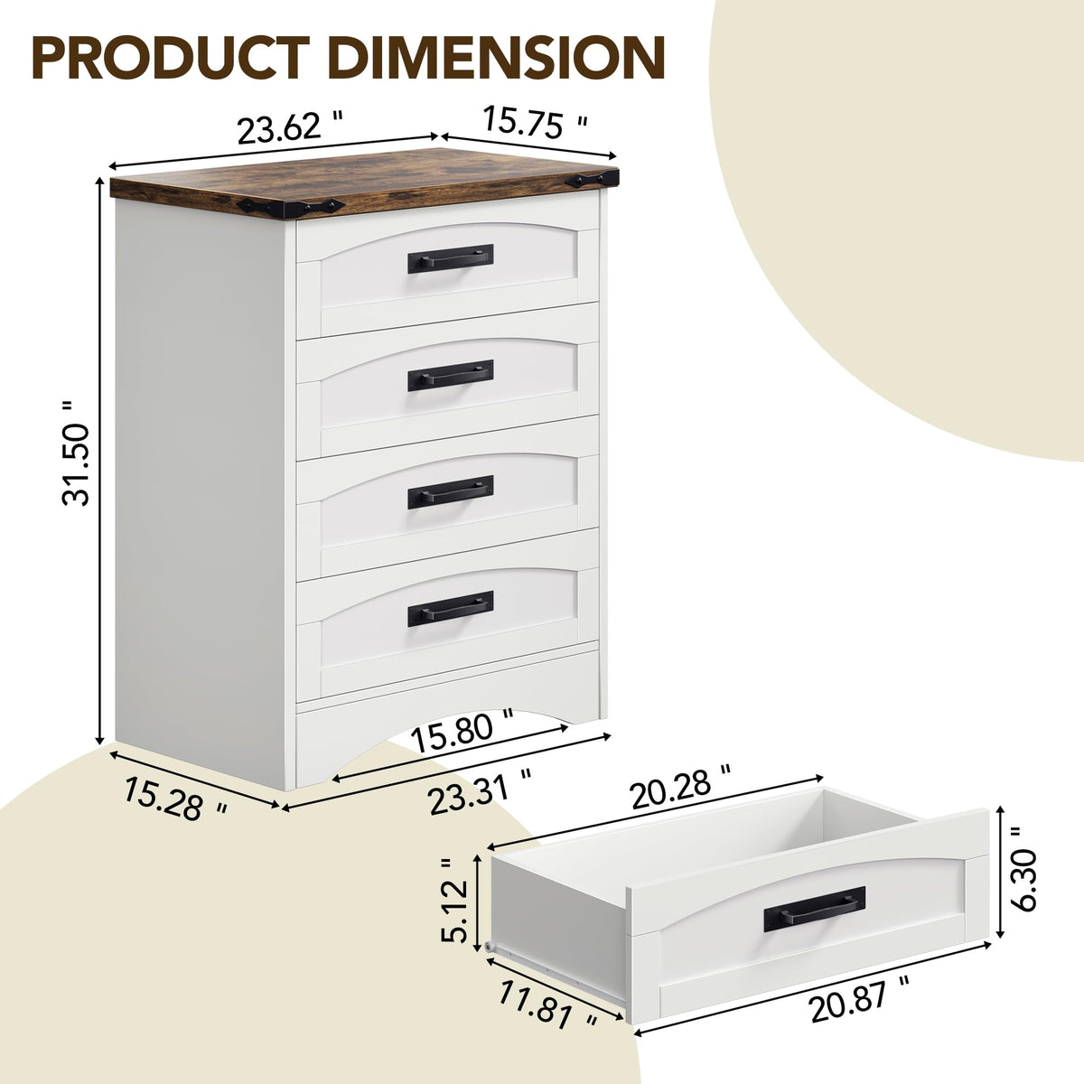 White 4 Drawer Dresser L9924