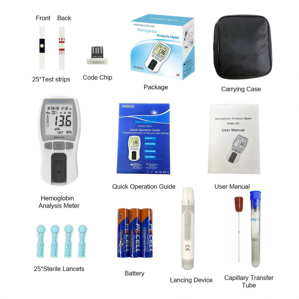 Portable Hemoglobin Analyzer Kit with 25 Strips T240299