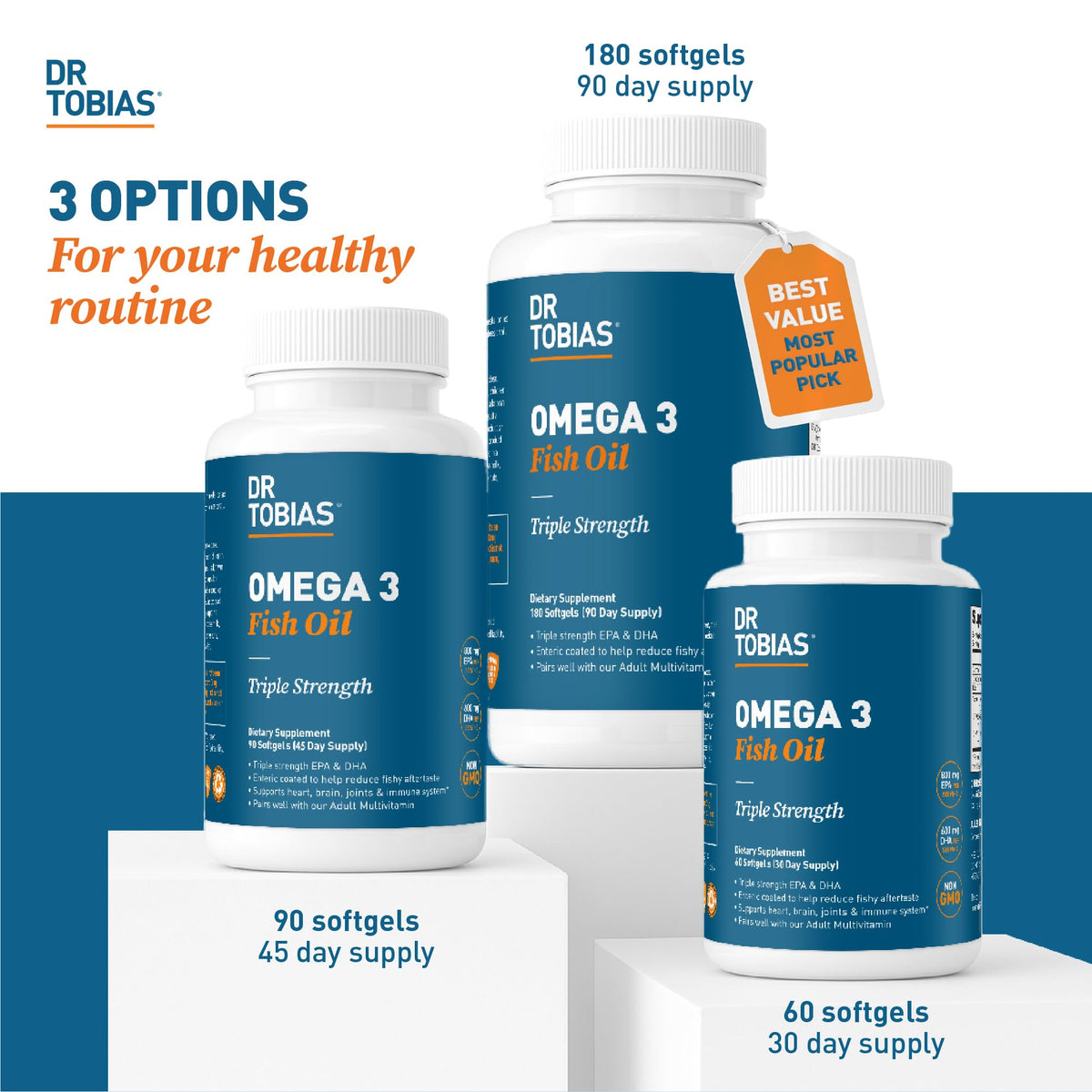Omega 3 Fish Oil 2000mg 180 Softgels V9863