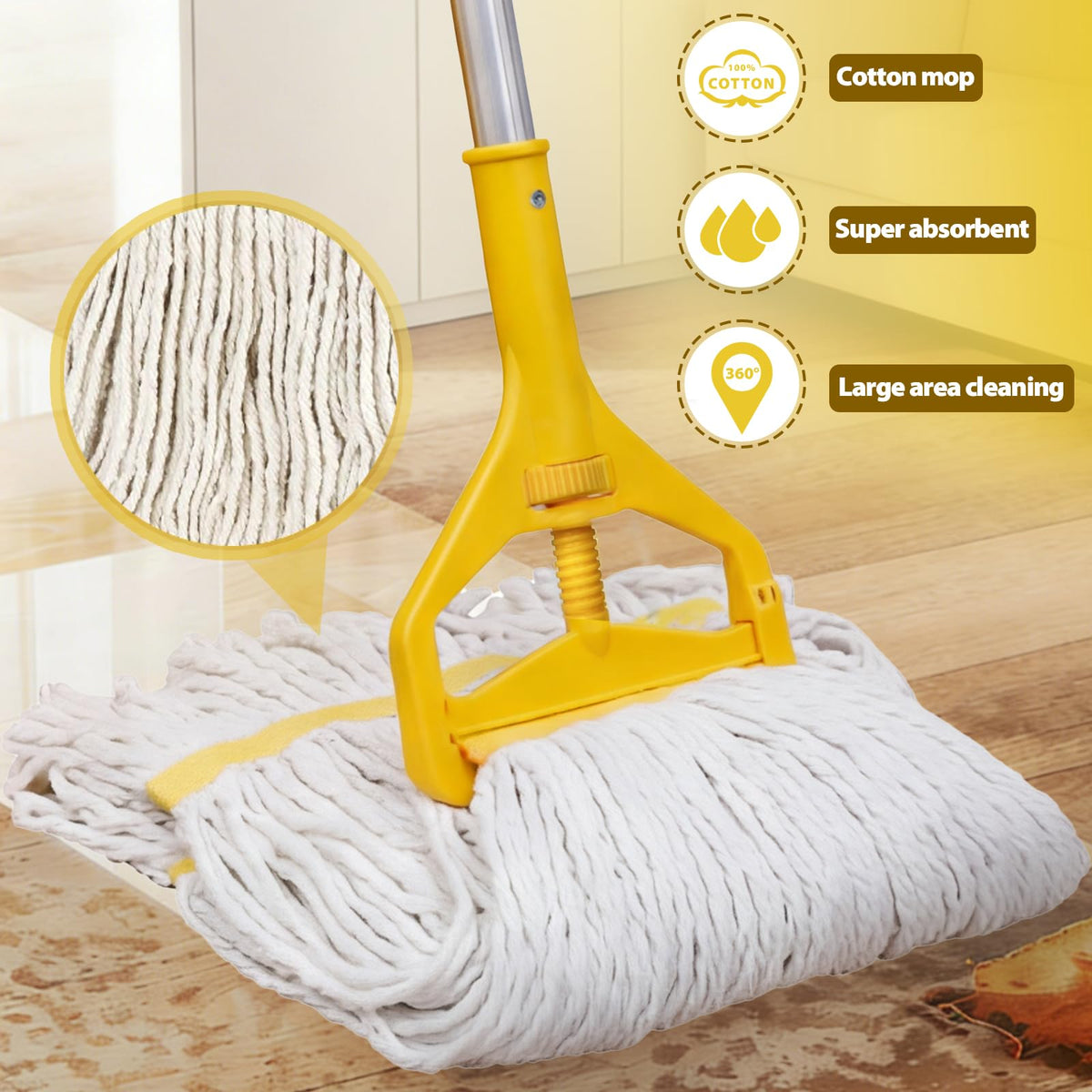 33 Qt Mop Bucket with Side-Press Wringer and Cotton Mop J8747