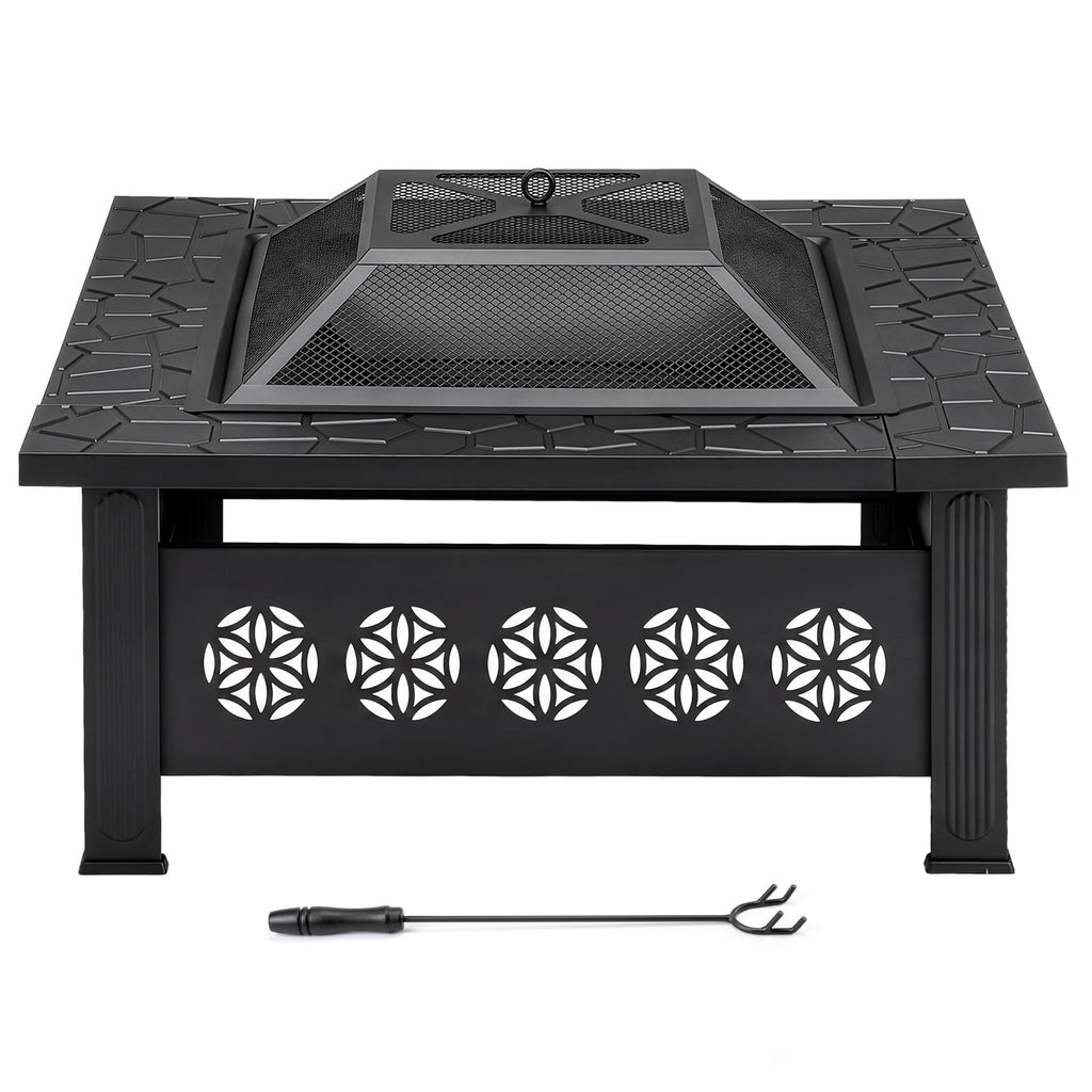 32 Inch Square Wood Burning Fire Pit Table V64427