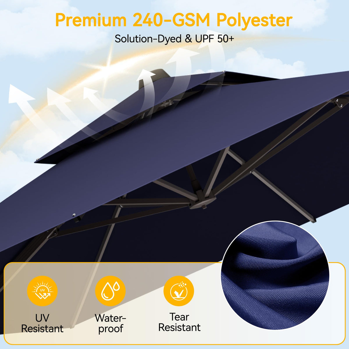 10x13 FT Cantilever Patio Umbrella with Base F44577