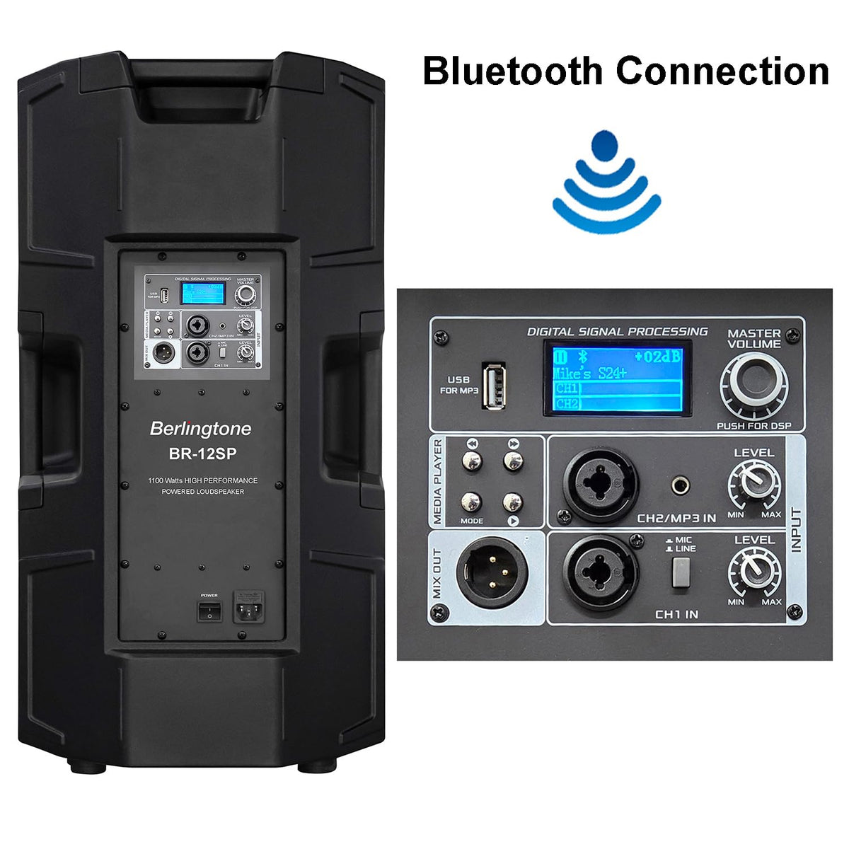 12-Inch Powered PA Speaker with Bluetooth, USB Port, XLR Inputs D894