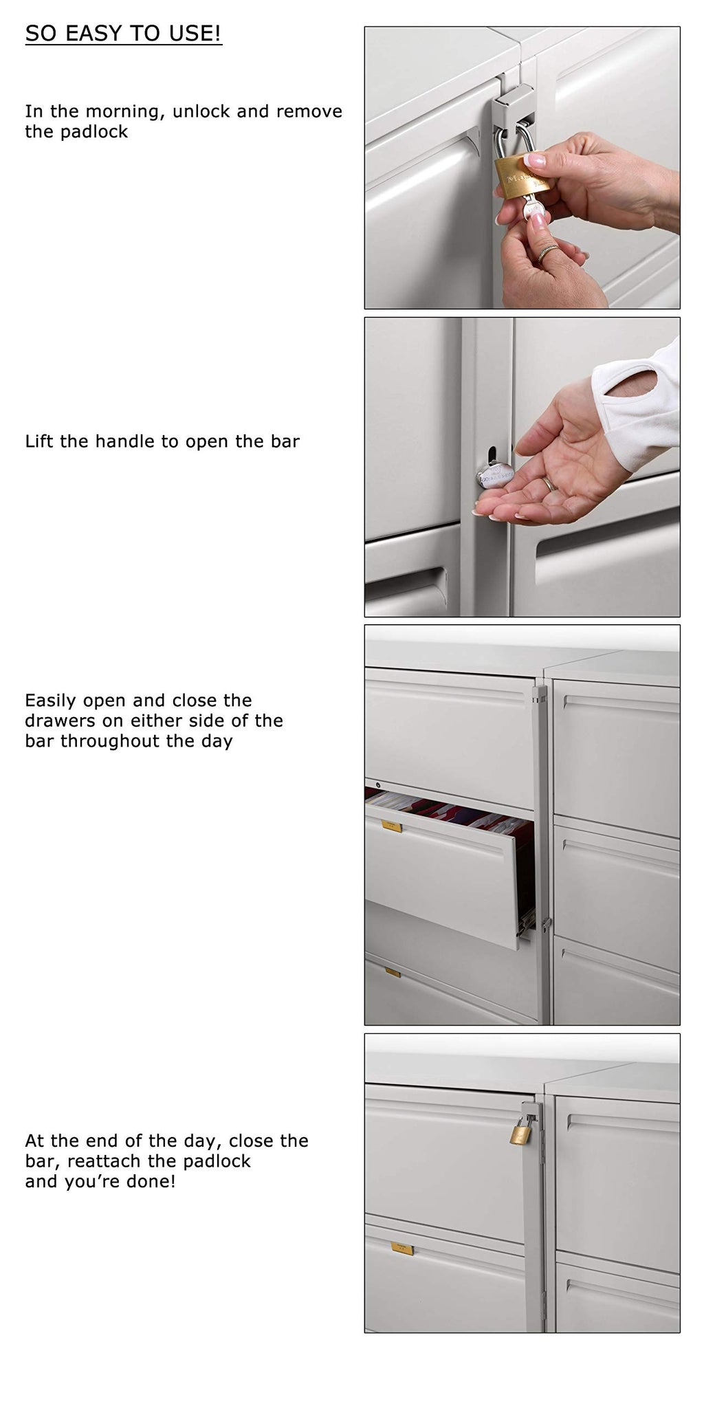 Locking Bar 4 Drawer File Cabinet T139