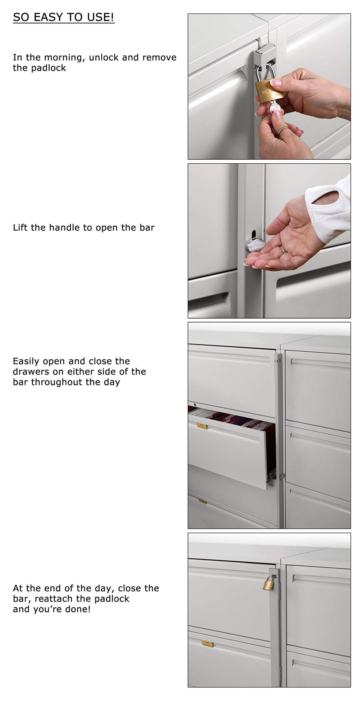 Locking Bar 4 Drawer File Cabinet T139