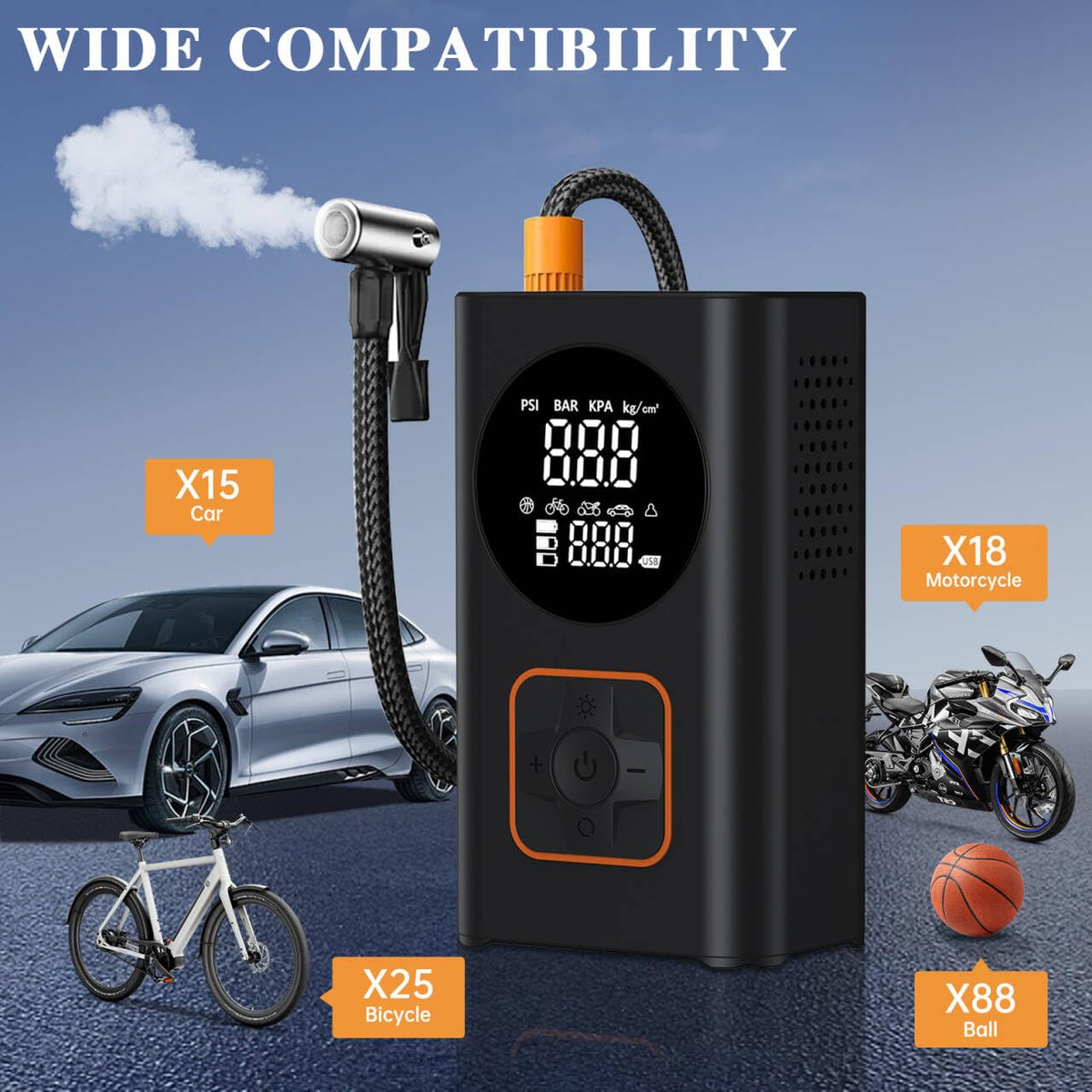 150 PSI Portable Air Compressor with Digital Pressure Gauge V22204