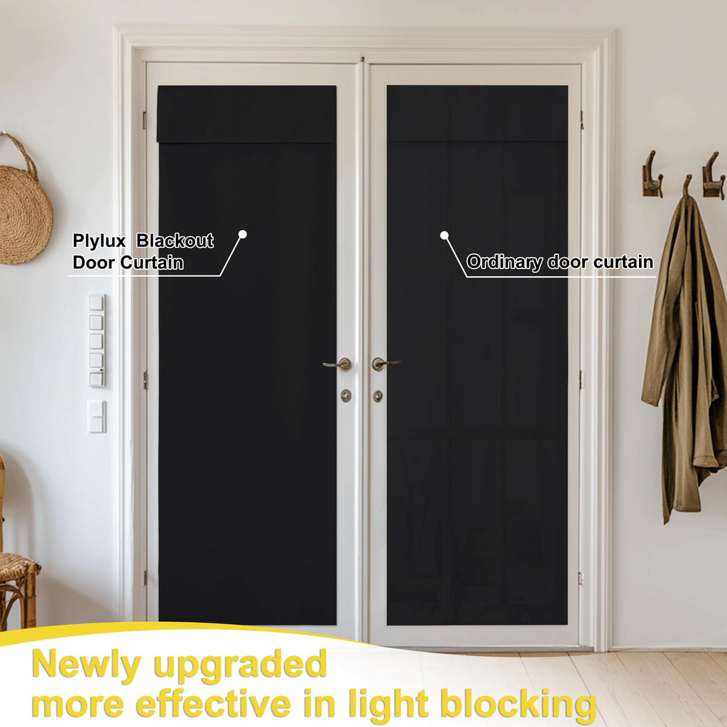 Black 100% Blackout French Door Curtains W9989
