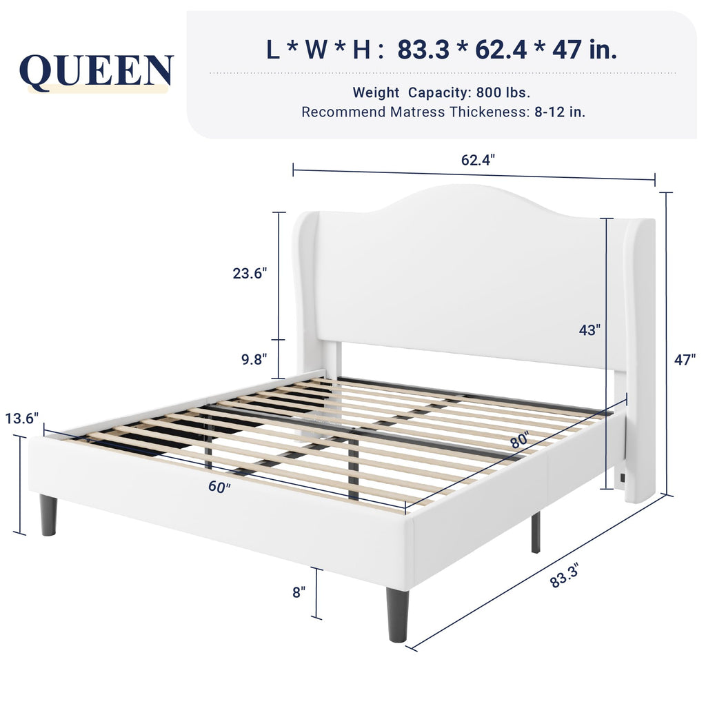 Queen Size White Velvet Bed Frame N221