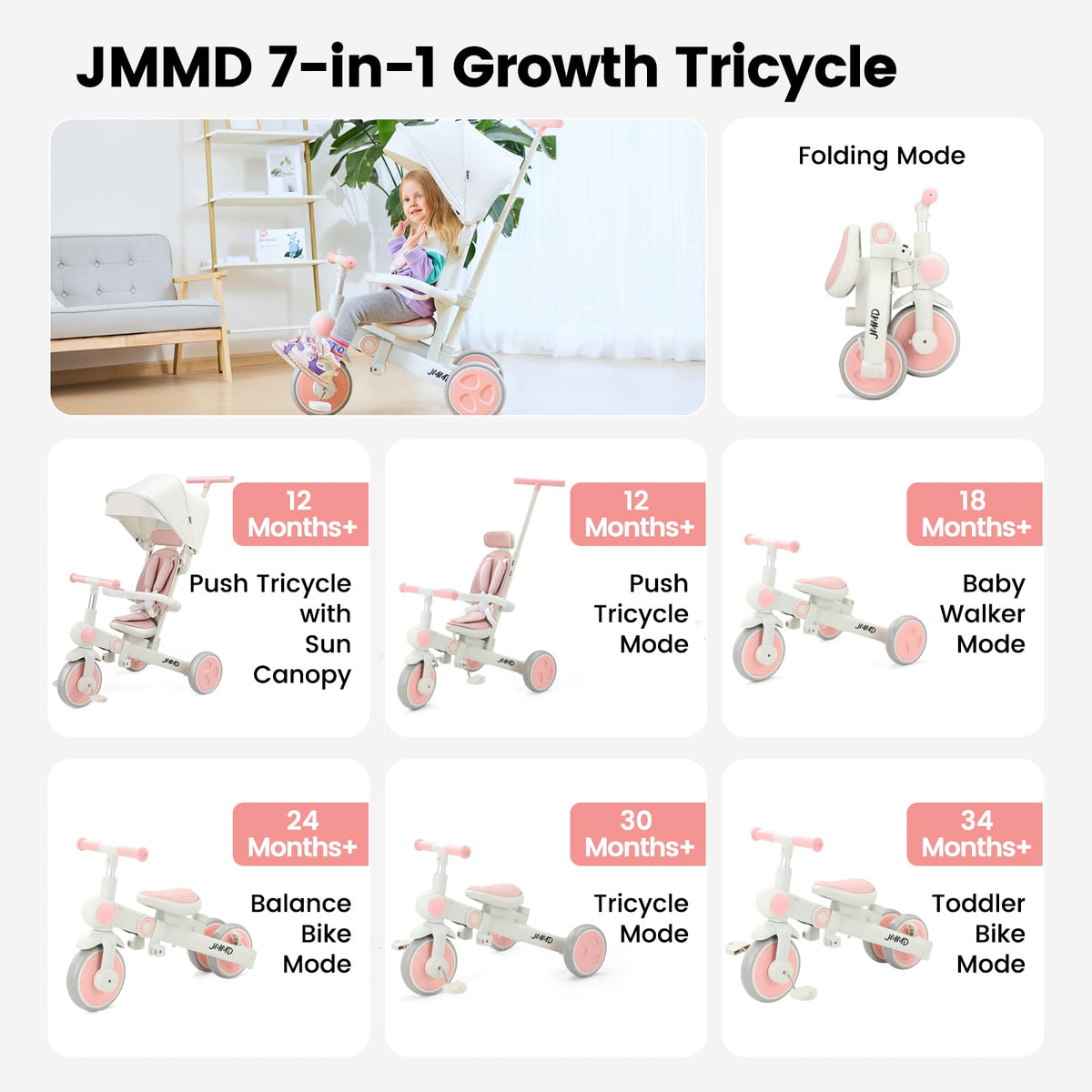 7-in-1 Foldable Toddler Tricycle C773