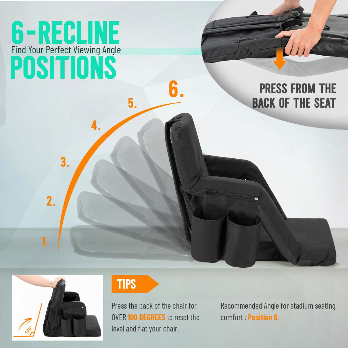 Stadium Seat with Back Support and Armrests 2-Pack G823