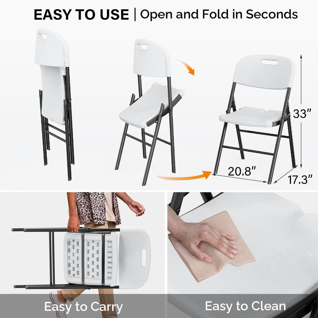 White 10 Pack HDPE Folding Chairs with Steel Frame P762