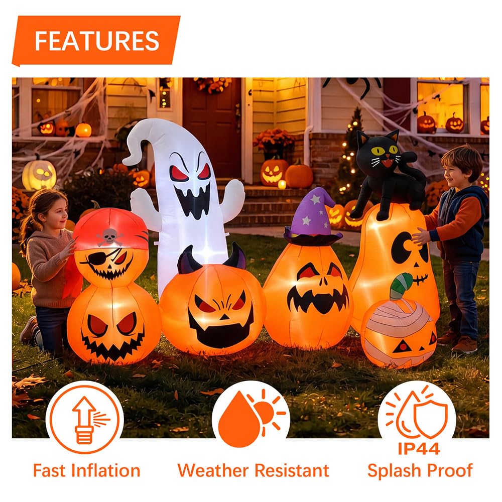 8 FT Inflatable Pumpkin Patch Yard Décor Y1406