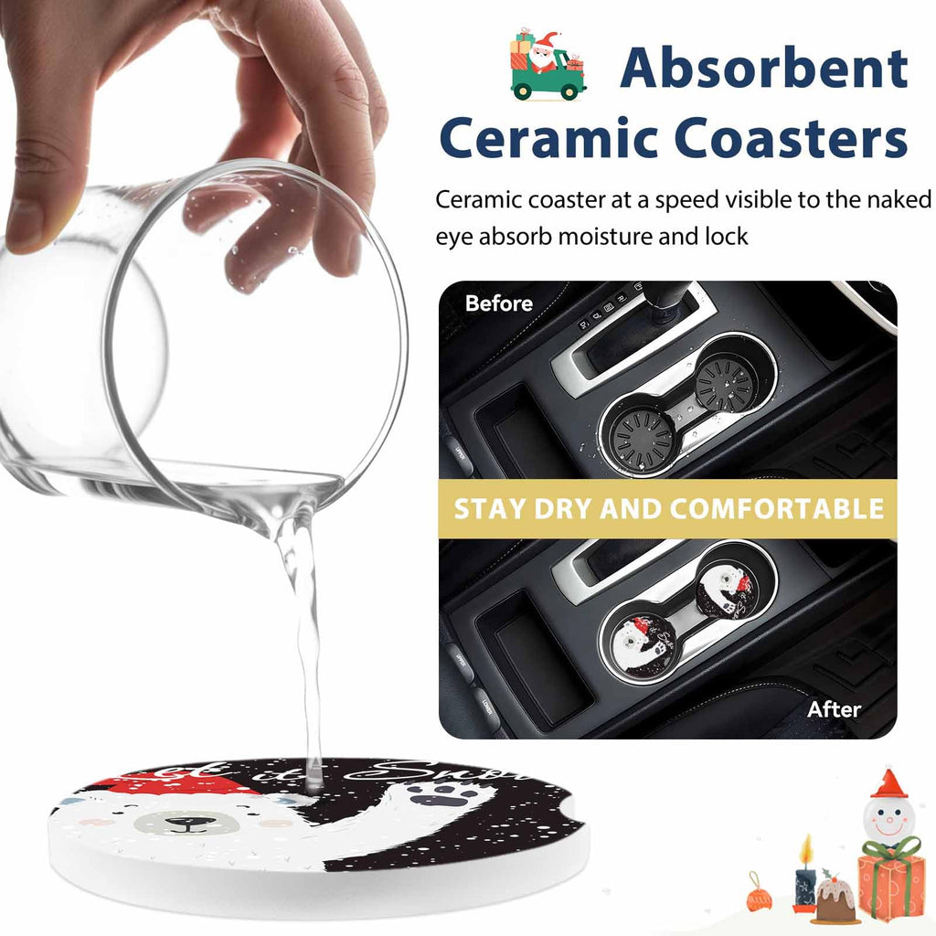 Absorbent Ceramic Stone Car Coasters Set of 2 Y487