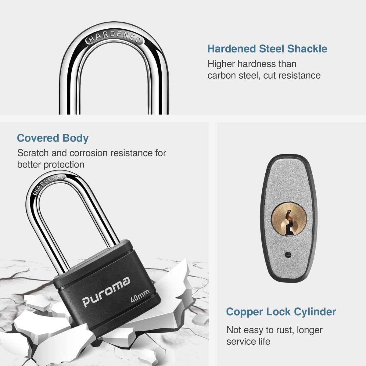 4 Keyed Padlock 6 Keys Alike 40mm A58843