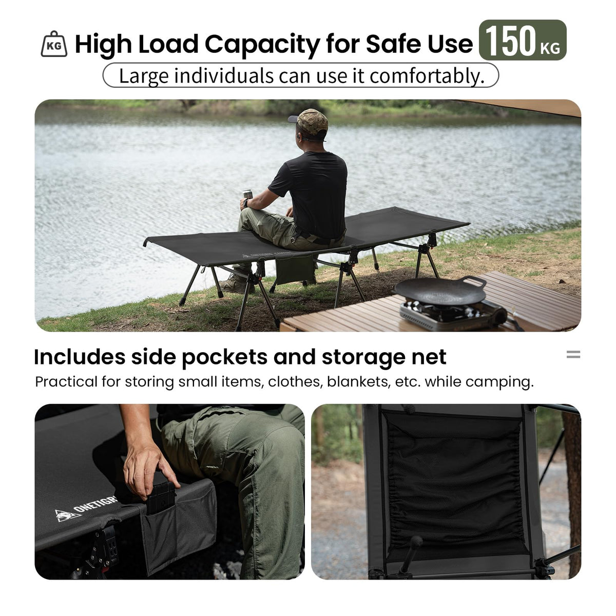 Height Adjustable Folding Camping Cot Z772748