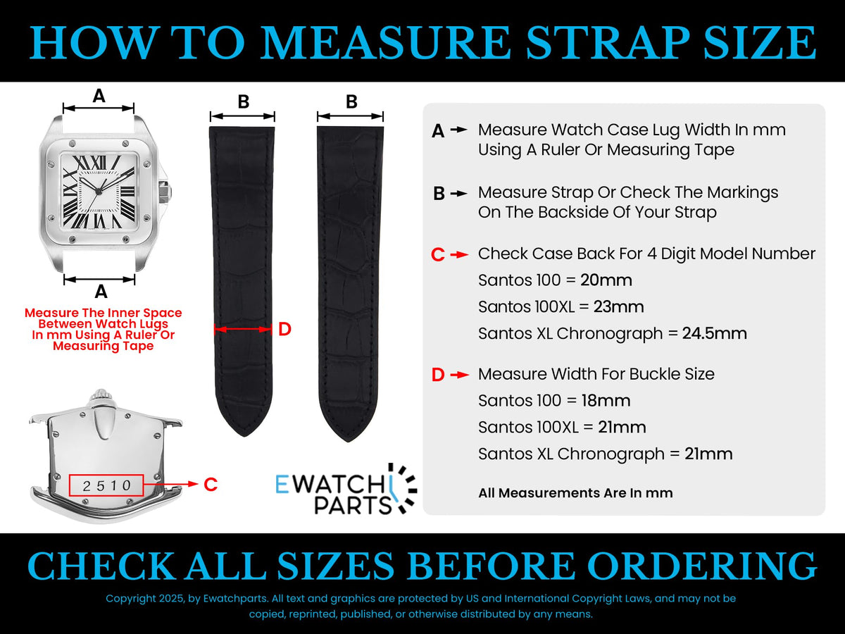 24.5mm Black Leather Watch Band Strap G4154