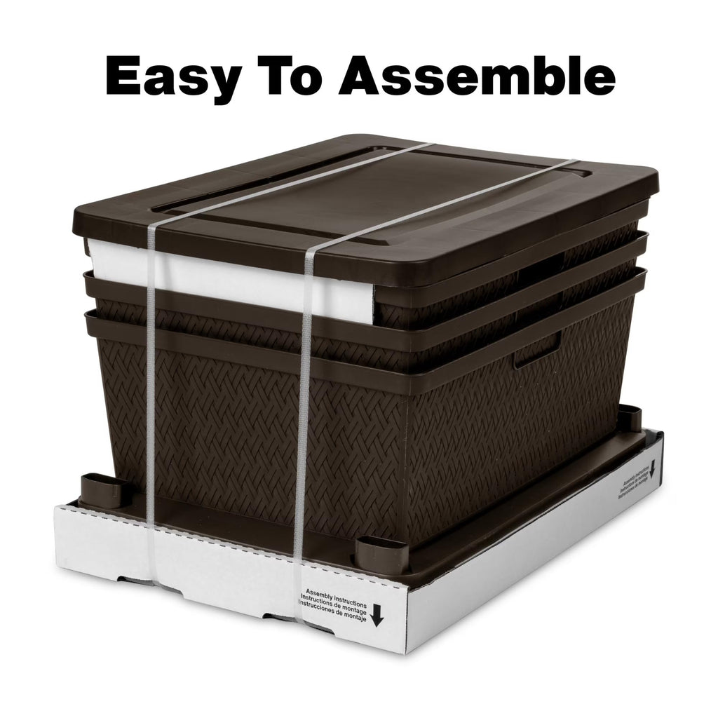 Plastic Drawer Storage Unit with Removable Decorative Panels Brown U1820