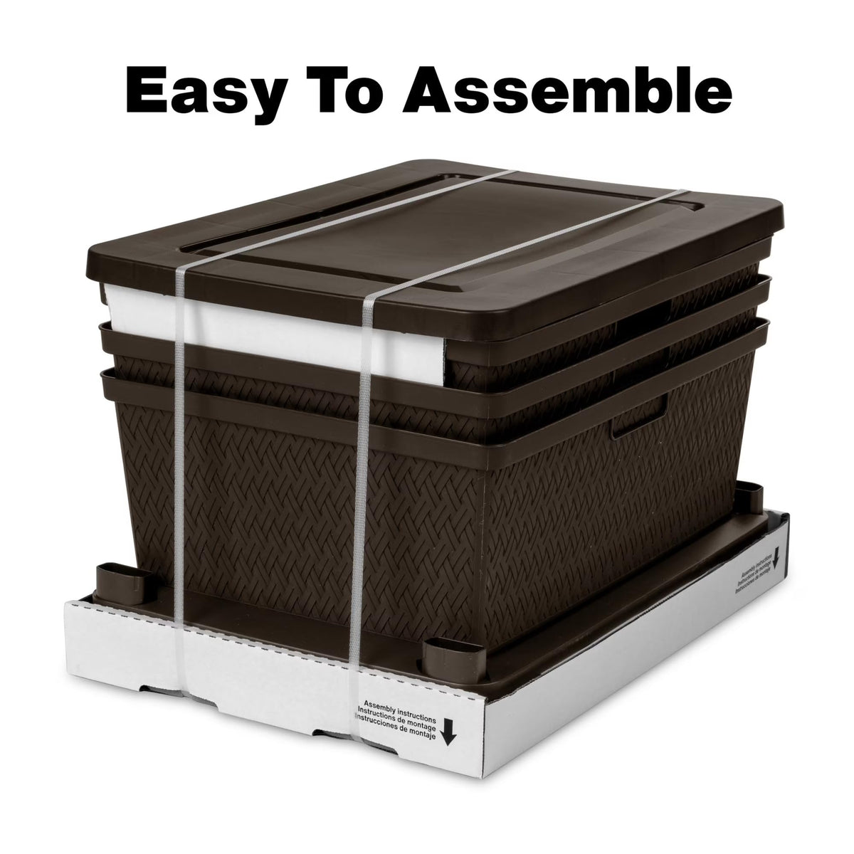 Plastic Drawer Storage Unit with Removable Decorative Panels Brown U1820