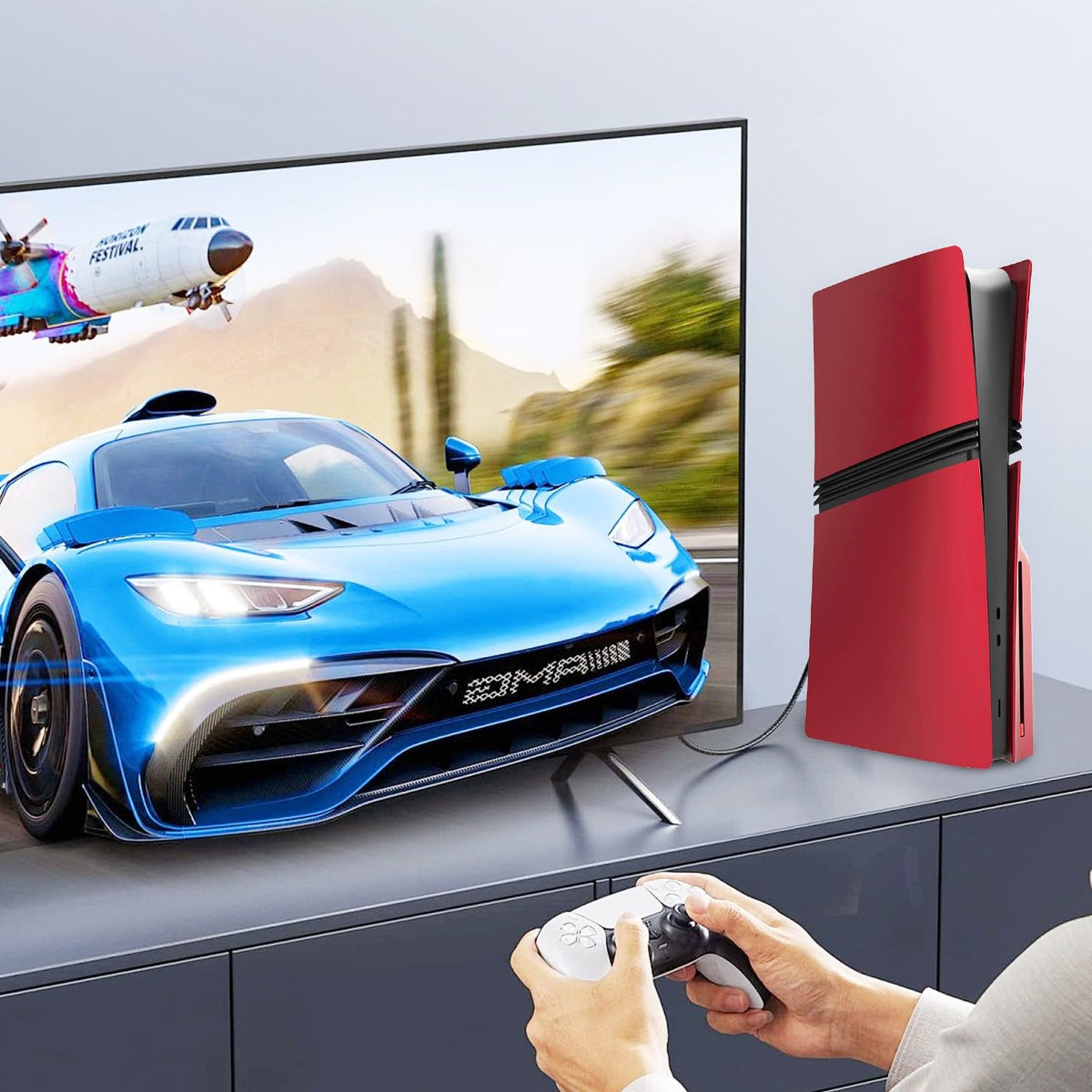 Red Matte ABS PS5 Pro Disc Edition Cover Plates F640
