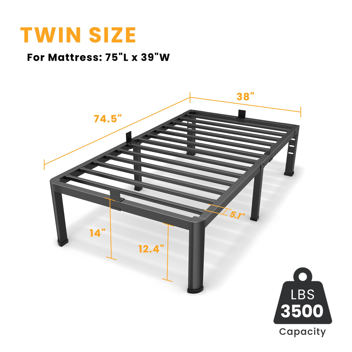 14 Inch Twin Metal Bed Frame X877